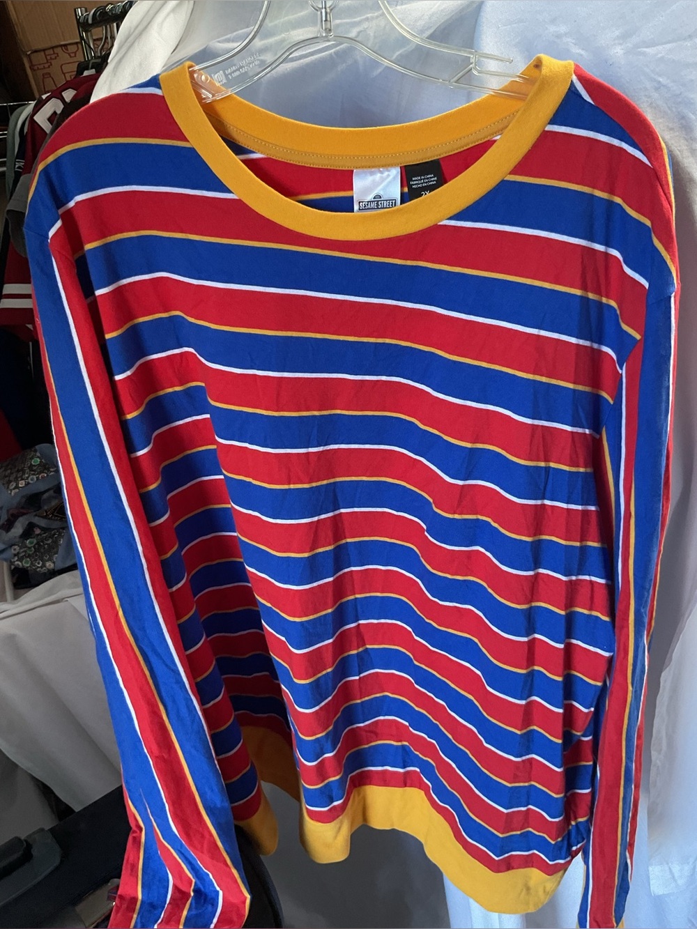Rare seasame Striped Long Sleeve Tee with Bold Primary Colors